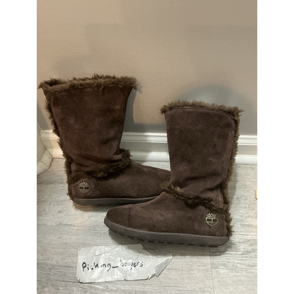 Timberland Women's 7M Shearling Brown Suede Pull-On Mukluk Style Boots